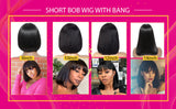 10 Inch Brazilian Remmy hair Bob Wig with Bangs