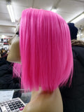 Pink 10 Inch Synthetic Bob Wig