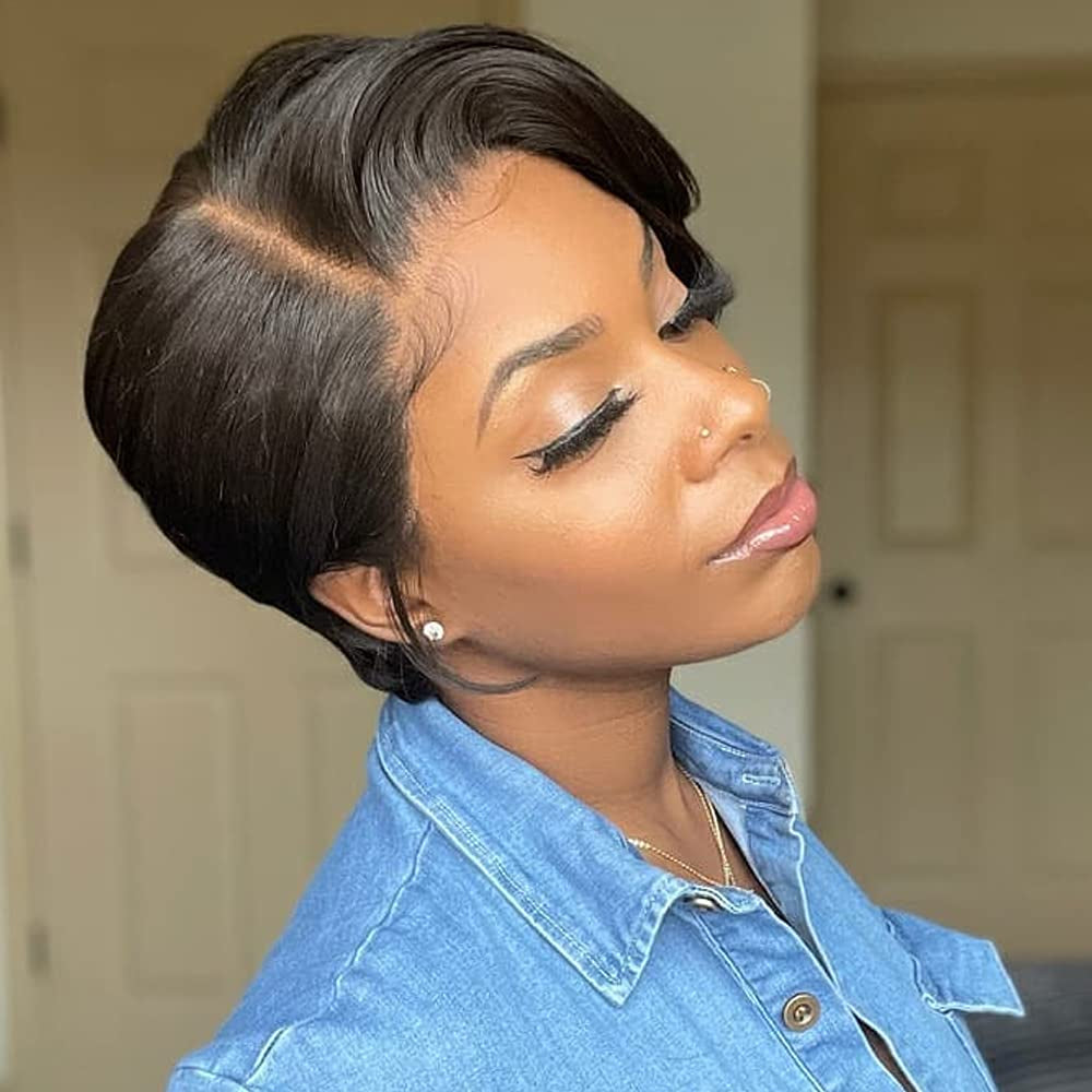 13 x 1 Pixie Cut bob Wig Human Hair Pre Plucked