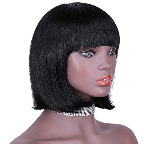 10 Inch Brazilian Remmy hair Bob Wig with Bangs