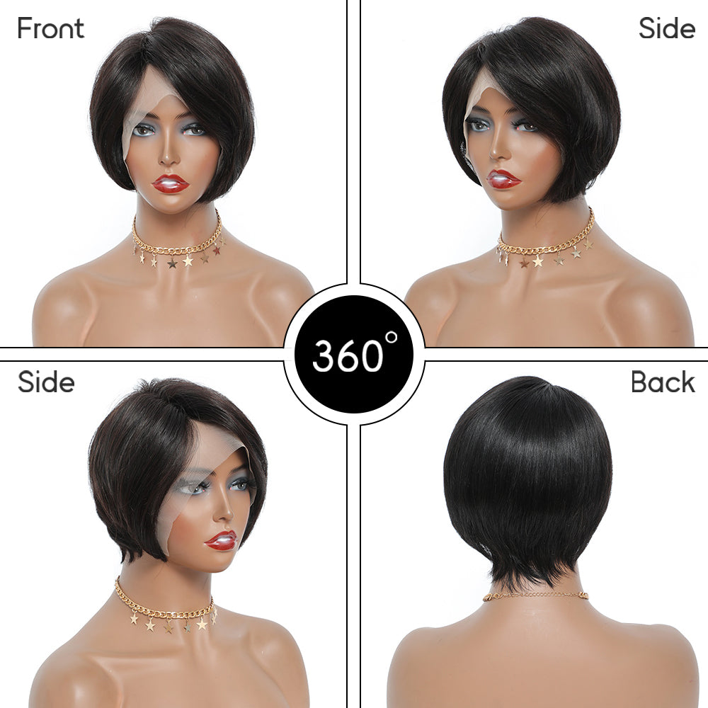 13 x 1 Pixie Cut bob Wig Human Hair Pre Plucked