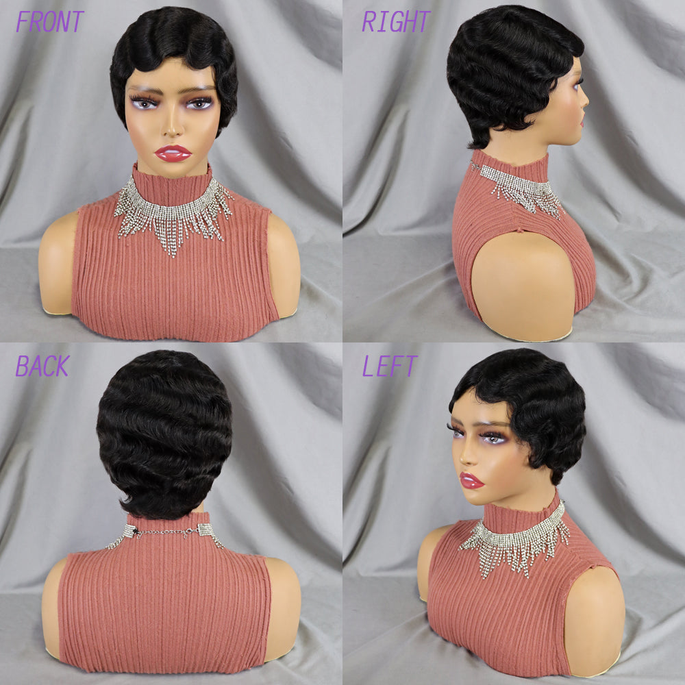 Finger wave Pixie wig