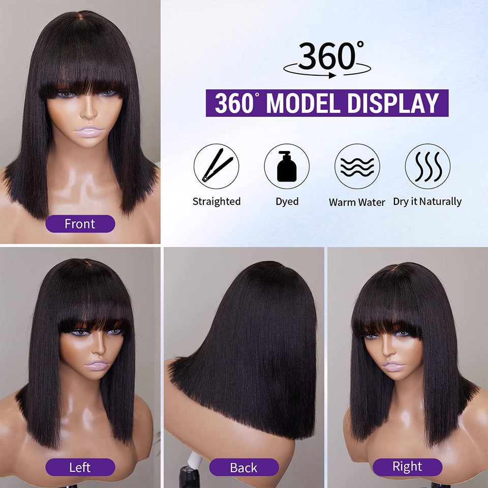 14 Inch Bob Wig with Bangs