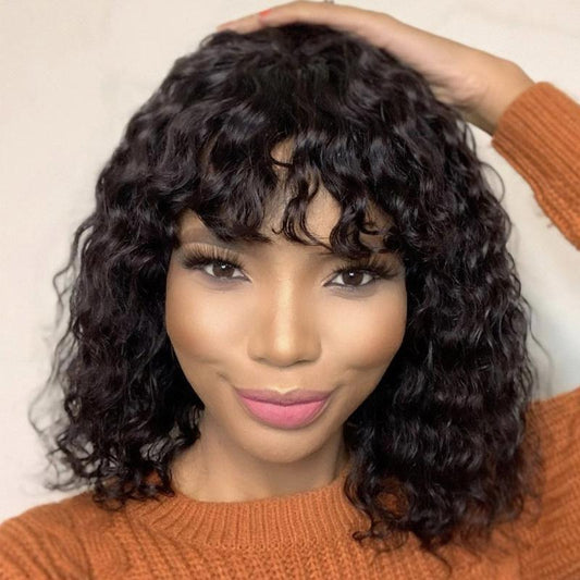 Short Nautral Wave Curly Wigs Brazilian