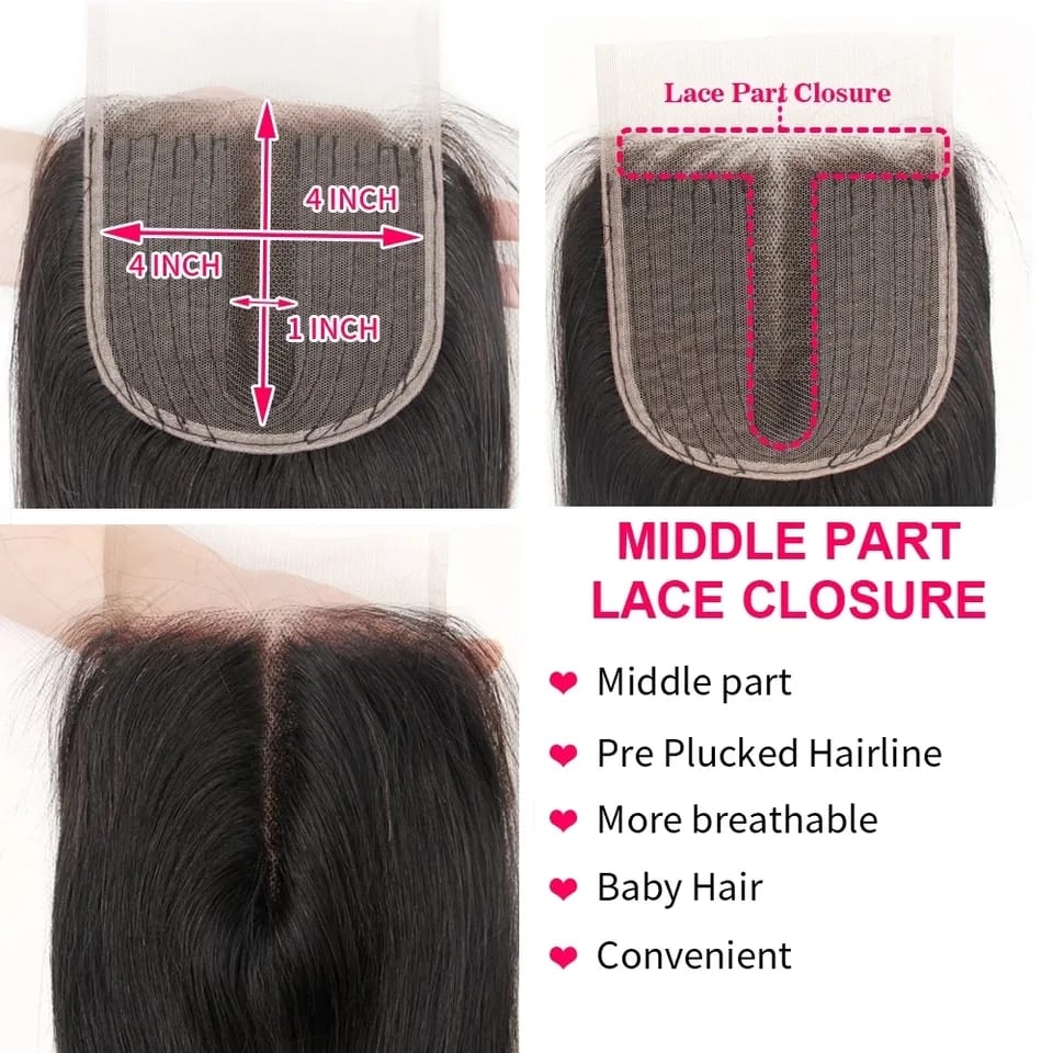 Brazilian hair Middle part Closure